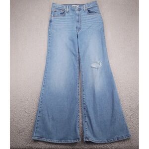 LEVIS Jeans Size 31 Ribcage Bell Flare Distressed Medium Wash Denim 31x32